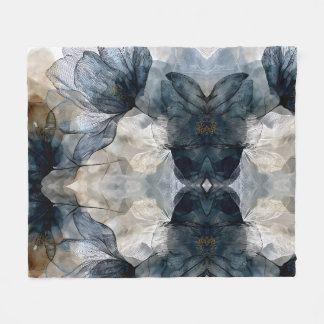 Cobertor De Velo Arte em Aquarela Floral Azul Elegante