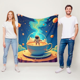 Cobertor De Velo Arte Espacial Café Astronauta