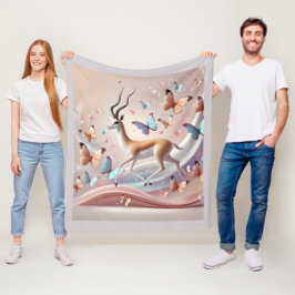 Cobertor De Velo Arte Fantasia Gazela e Borboletas