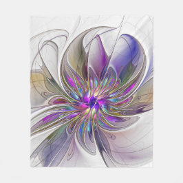 Cobertor De Velo Arte floral abstrata fractal energética e colorida