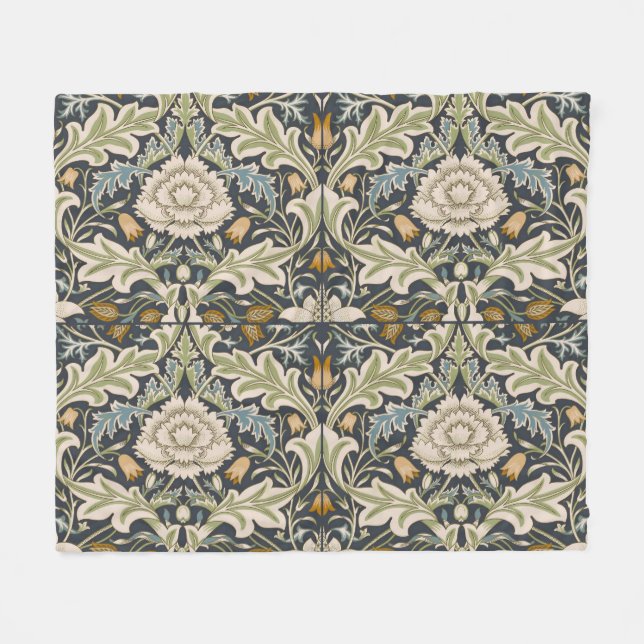 Cobertor De Velo Arte Floral Azul Marinho William Morris Severn (Frente (Horizontal))