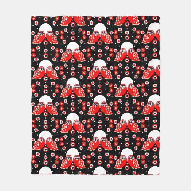 Cobertor De Velo Arte Folclórica da Coruja Escandinava (Frente)