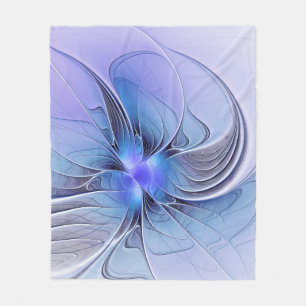 Cobertor De Velo Arte fractal moderna abstrata azul lavanda