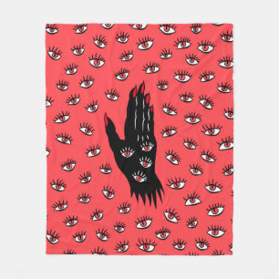 Cobertor De Velo Arte Gótica do Halloween - Olhos Negra Mão Estranh