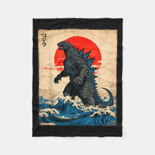 Cobertor De Velo Arte Japonês Antigo Monstro Kaiju 