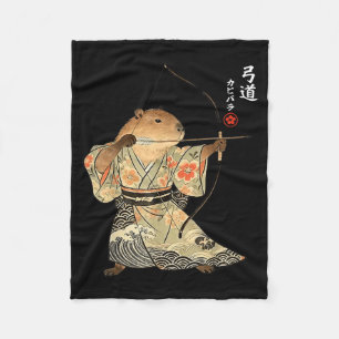 Cobertor De Velo Arte Japonesa de Animais Capivara Arqueiros Samura