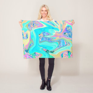 Cobertor De Velo Arte Líquida Azul-Aqua Retroativa em Hydrangeas A