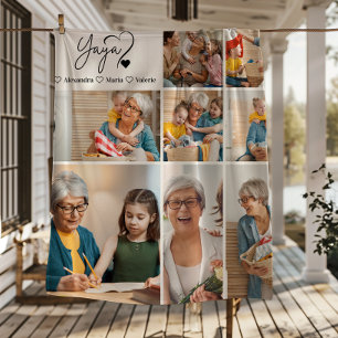 Cobertor De Velo Arte Minimalista de 8 Fotos Personalizadas da Vovó