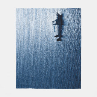 Cobertor De Velo Arte Minimalista de Parede Oceano Pescador Azul