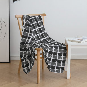 Cobertor De Velo Arte Moderna em Preto e Branco com Meio Coração