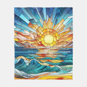 Cobertor De Velo Arte mosaica Oceânica Sunset