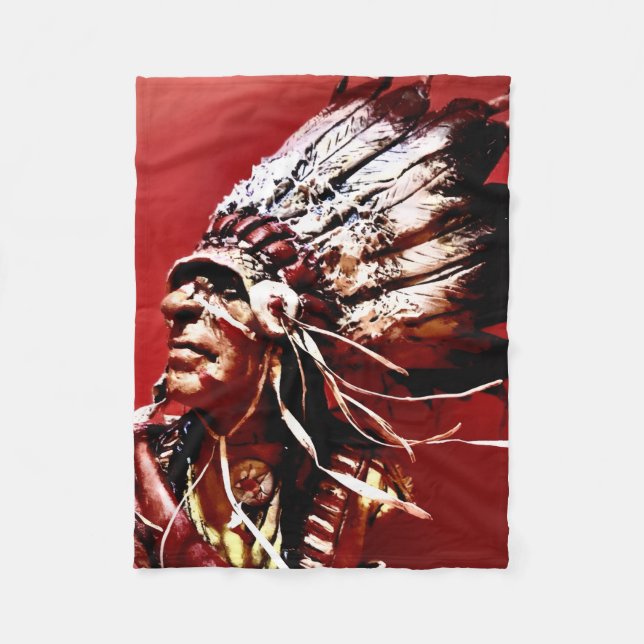 Cobertor De Velo Arte original "Chefe Nez Perce" nativa  (Frente)