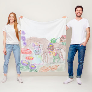 Cobertor De Velo Arte personalizada para crianças, dois ratos fofos