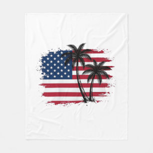 Cobertor De Velo Arte vetorial de palmeira bandeira americana patri