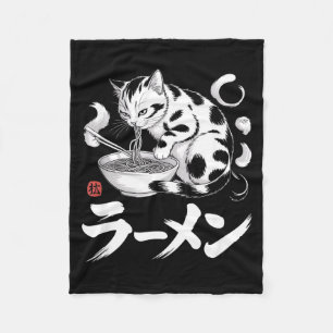 Cobertor De Velo Arte Vintage Japonesa Gato Ramen Retro Presente Co