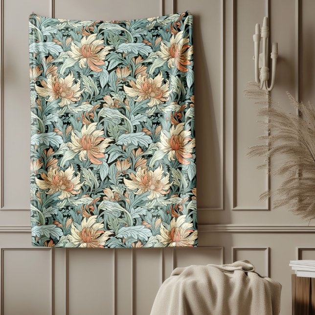 Cobertor De Velo Artes e Artesanatos Elegantes William Morris Inspi (Elegant Arts & Crafts William Morris Inspired Fleece Blanket)
