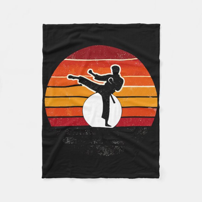 Cobertor De Velo Artes Marciais Retro Silhuette Kick - Karate (Frente)