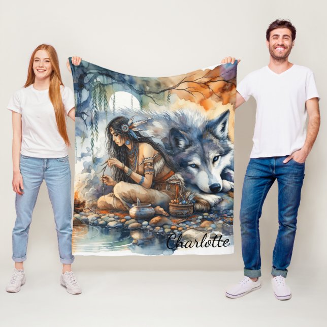 Cobertor De Velo Artesanatos indígenas perto do rio ao anoitecer (In Situ)