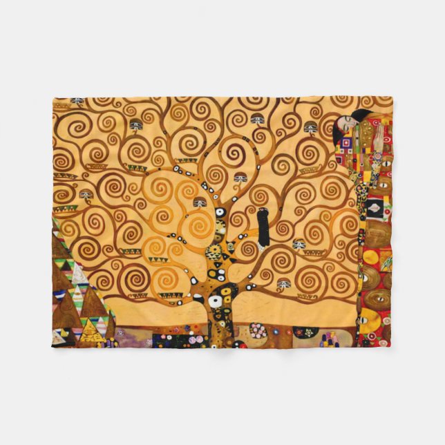 Cobertor De Velo Árvore da Vida de Gustav Klimt de Belas Artes (Frente (Horizontal))