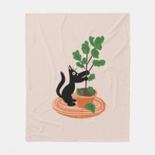 Cobertor De Velo Árvore de figo de gato engraçado Plantas em vaso D