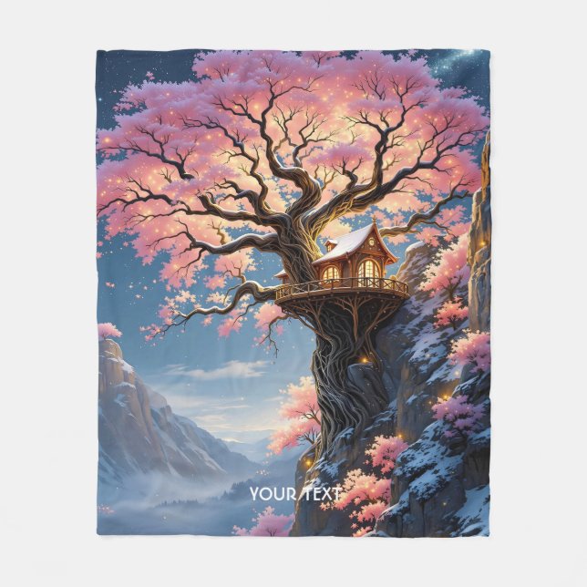 Cobertor De Velo Árvore de Flor de Cereja Fantasy (Frente)