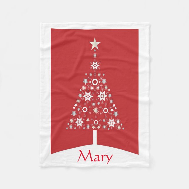 Cobertor De Velo Árvore De Natal Branca E Prateada (Frente)