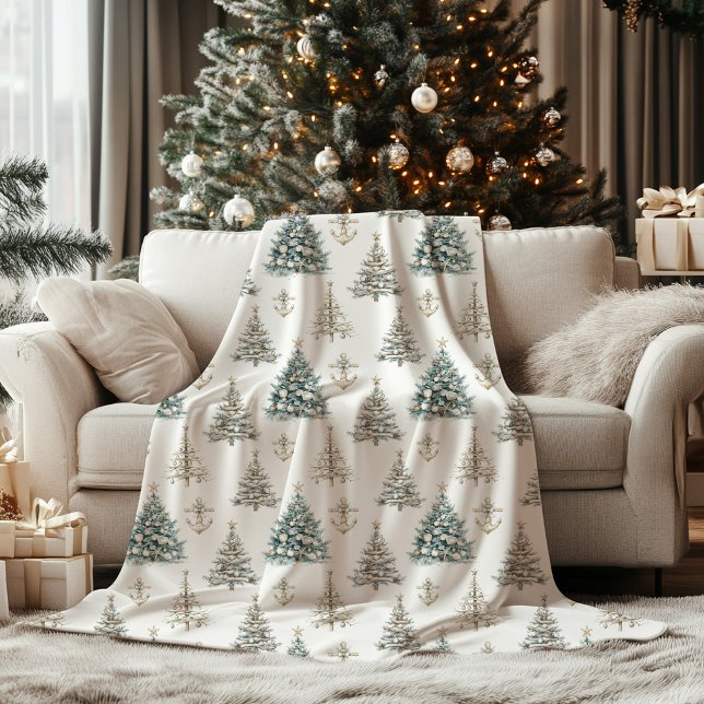Cobertor De Velo Árvore de Natal Costeira de Férias  (Coastal Christmas Tree Blanket)