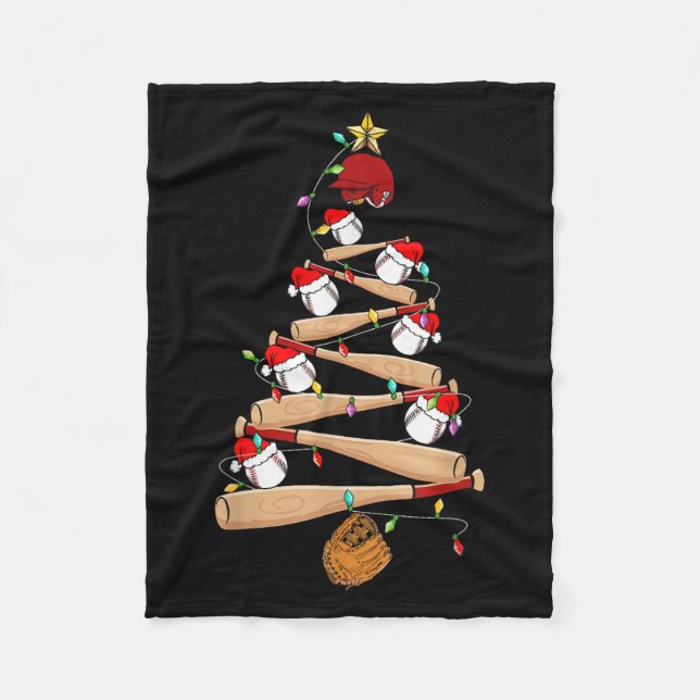 Cobertor De Velo Árvore de Natal de Baseball Engraçado Xmas (Frente)