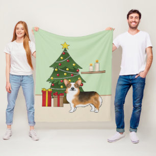 Cobertor De Velo Árvore de Natal do Corgi Galês Pembroke Cabeça Ver