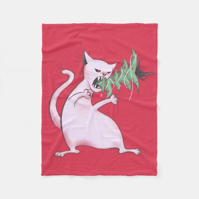 Cobertor De Velo Árvore de Natal do Gatinho Engraçado Mau (Frente)