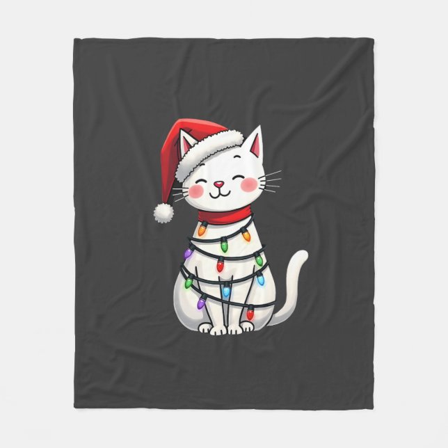 Cobertor De Velo Árvore de Natal do Gato Natal (5) (Frente)