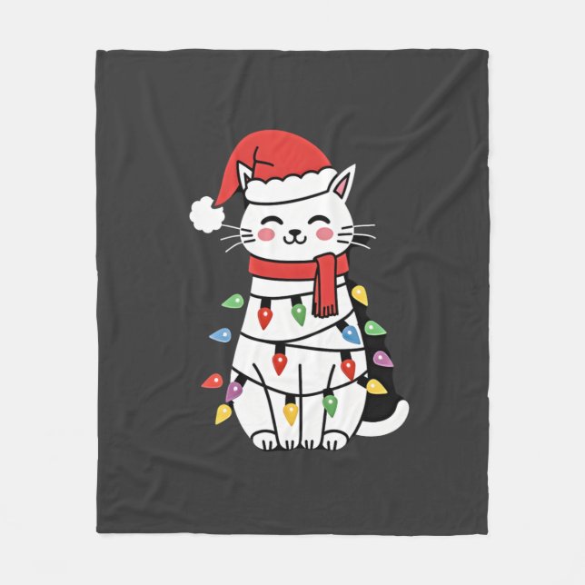 Cobertor De Velo Árvore de Natal do Gato Natal (7) (Frente)