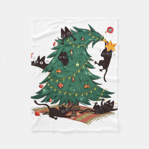 Cobertor De Velo Árvore de Natal e Gato Fofo Amante de Gatos de Nat