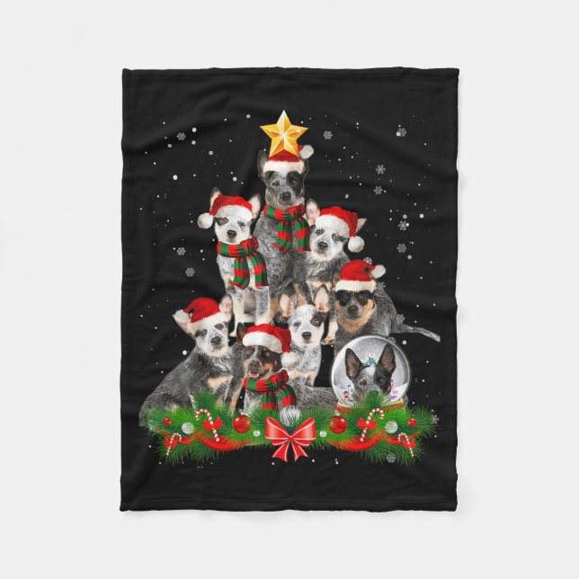 Cobertor De Velo Árvore de Natal Engraçada do Cão de Gado Australia (Frente)