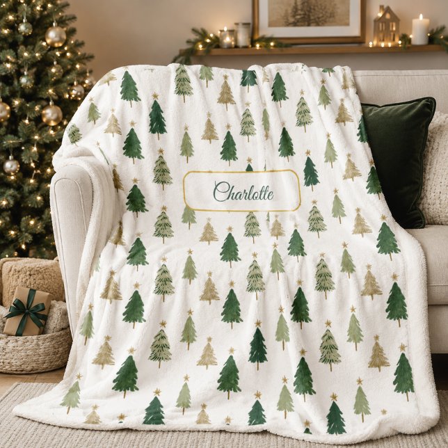 Cobertor De Velo Árvore de Natal Personalizada Minimalista Moderna (Criador carregado)
