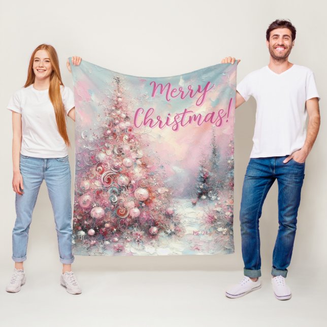 Cobertor De Velo Árvore de Natal Rosa Caprichosa Personalizada (In Situ)