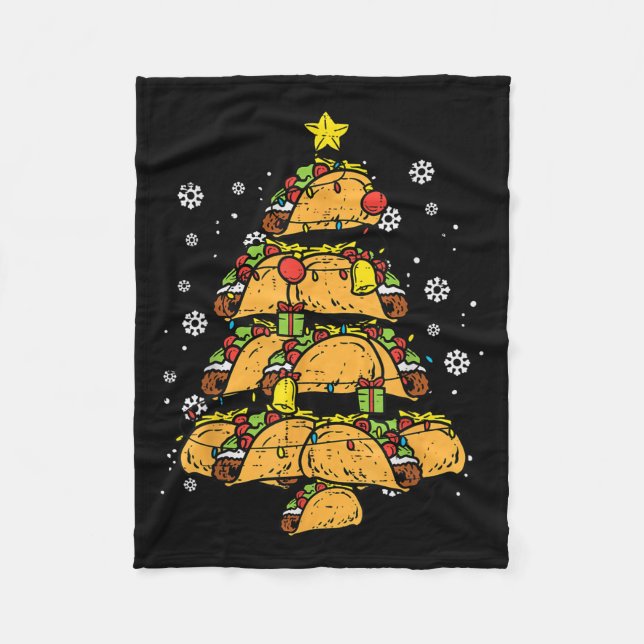 Cobertor De Velo Árvore de Natal Tacos Comida Mexicana Xmas  (Frente)