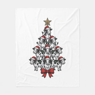 Cobertor De Velo Árvore de Natal Vaca Gravura Vintage Feriado Fazen