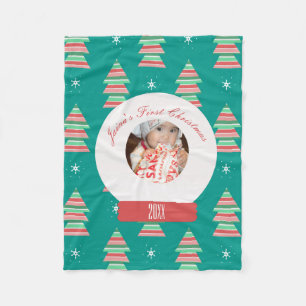 Cobertor De Velo Árvore de Neves do Primeiro Globo de Natal do Bebê