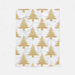 Cobertor De Velo Árvore Dourada de Natal Elegante e Marble