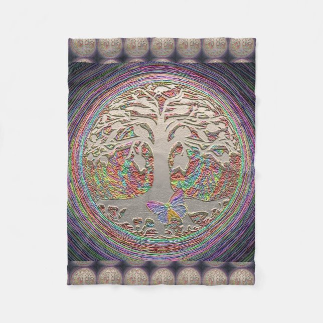 Cobertor De Velo Árvore Dourado com Butterly (Frente)