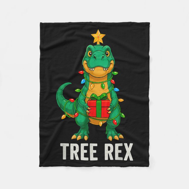 Cobertor De Velo Árvore Rex Dinossauro Engraçado Natal  (Frente)