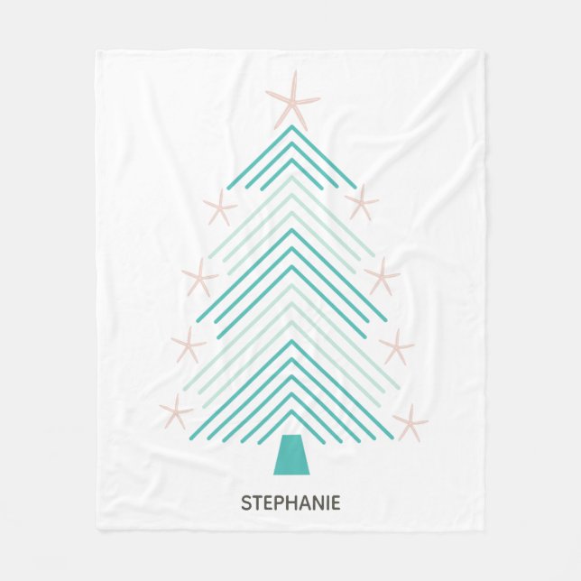 Cobertor De Velo Árvore Tropical de Natal do Starfish Folart (Frente)