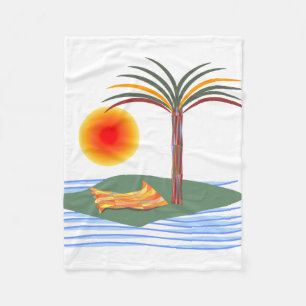 Cobertor De Velo Árvore Tropical Palm Brilhante, Sol e Ondas