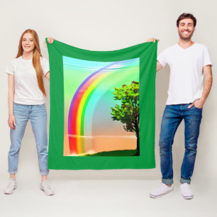 Cobertor De Velo Árvore Verde sob um arco-íris