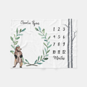 Cobertor De Velo Árvores da grinalda e de vidoeiro do urso da