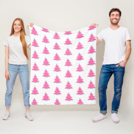 Cobertor De Velo Árvores de Natal Contemporâneas Rosa