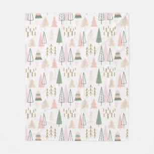 Cobertor De Velo Árvores de Natal de Inverno Nórdico Sage e Beige
