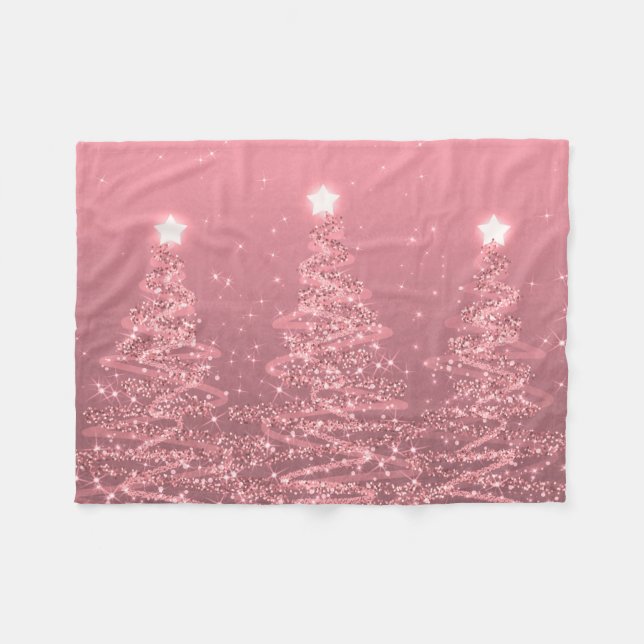 Cobertor De Velo Árvores de Natal Elegante, Rosa Dourado  (Frente (Horizontal))