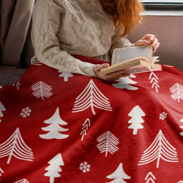 Cobertor De Velo Árvores de Natal em vermelho e branco